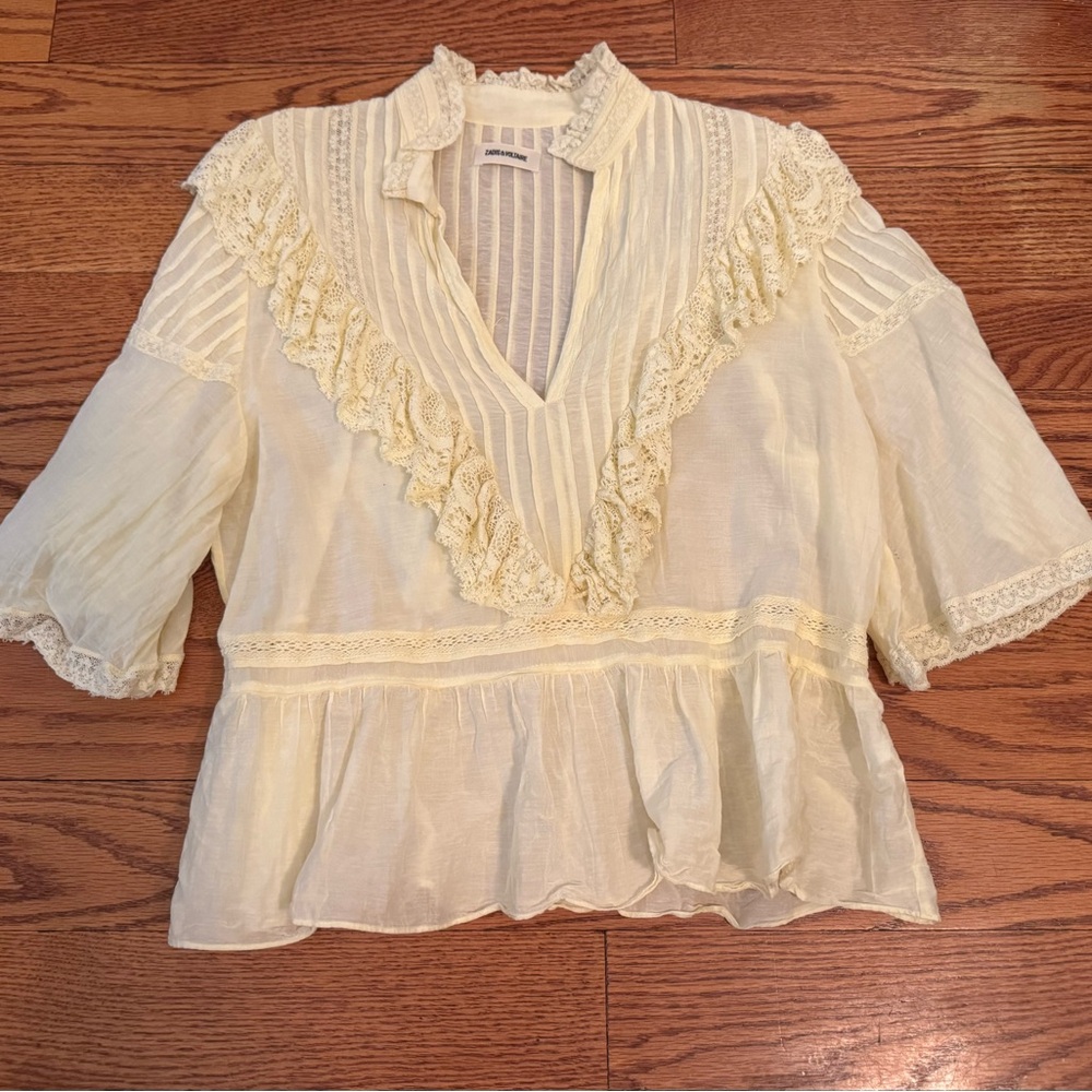 Zadig & Voltaire Cream Lace Blouse